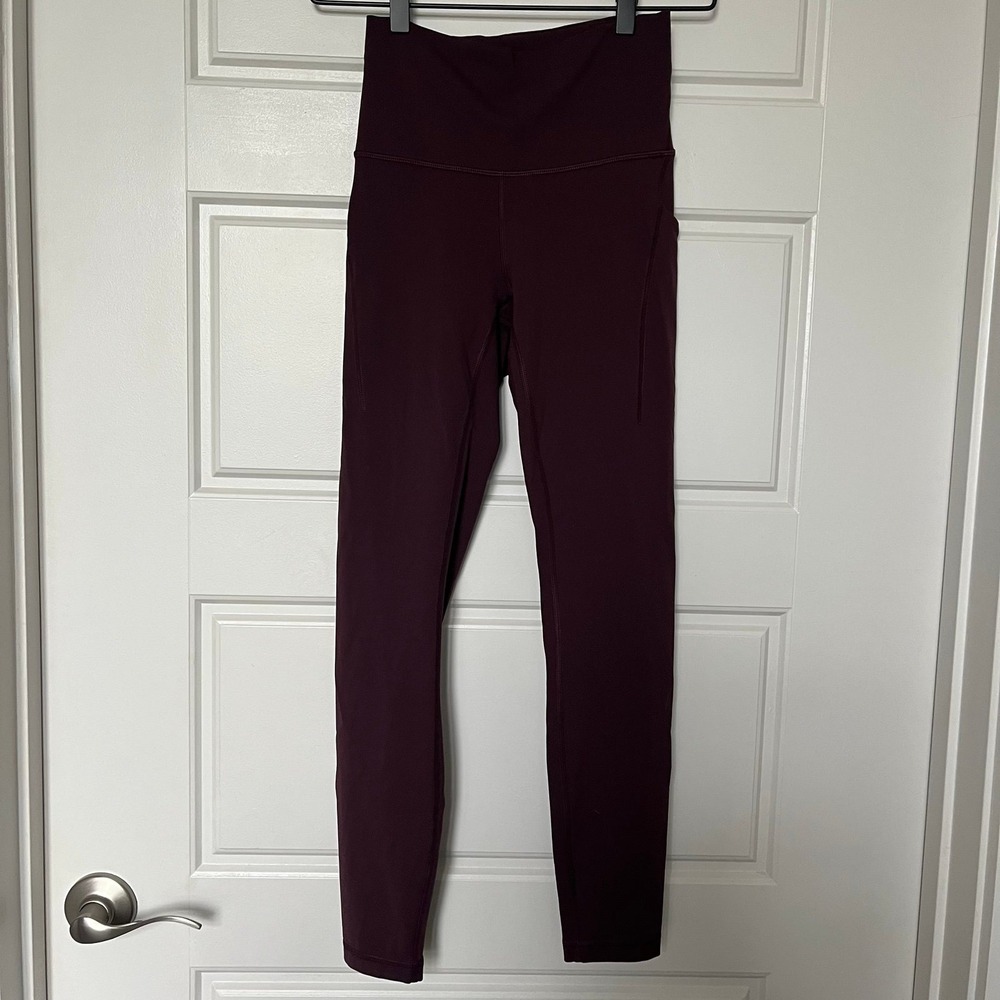 Lululemon wunder under high rise 25' tight pocket maroon color sz 4